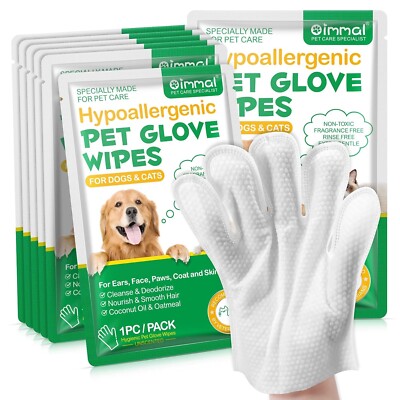 Hypoallegenic wipes for dogs and cats Pet grooming wipes Pet Cleaning Glove  6PC