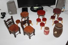 Bambola accessori legno Mobili Sedie Tavolino Anni 60/70 fatti a mano