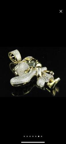 2.85CT Moissanite Bam Bam Flintstone Pendant 14K Yellow Gold Plated Ster. Silver - Picture 2 of 7