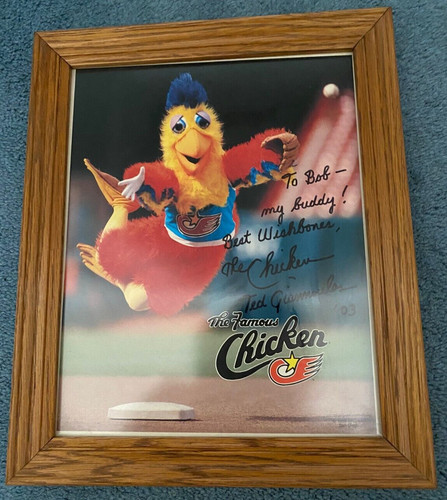2003 The Famous Chicken San Diego Baseball Mascot Autograph 8x10 Framed "To Bob"