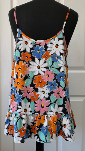 New Ladies Multi Colour Floral Flower Camisole Sleeveless Top Cruise Holiday 16 - Picture 5 of 7