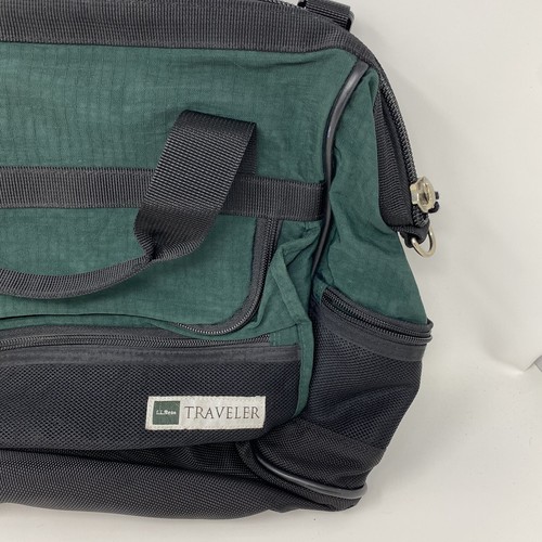Vintage L.L. Bean Traveler Medium Green Canvas Duffle Bag Carry On - Picture 6 of 18