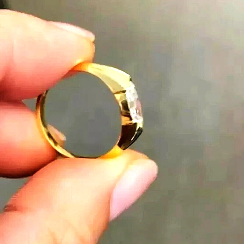 Joyería Vintage Anillo Oro Diamante Blanco Antiguo Deco Joyería Talla Grande S Foto 3 de 4