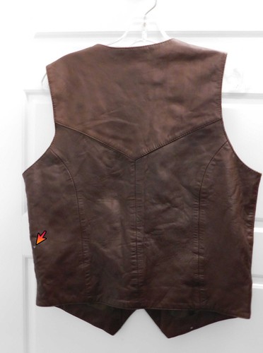 ROPER MENS Brown SOFT LEATHER WESTERN Vest Seal Of Oklahoma Buttons sz S - Bild 3 von 4