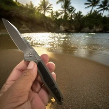 Ochs Worx Solarstorm EDX Titanium Carbon Fiber Knife Folder M390 Flipper 3.34”