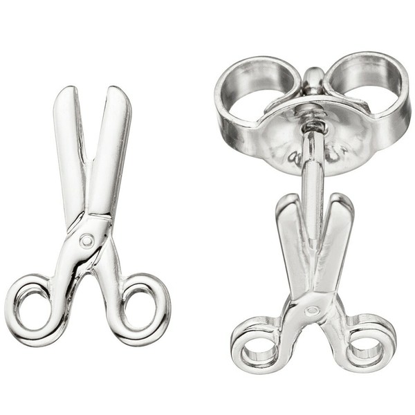 Ohrstecker Schere Ohrringe Silberohrringe Ohrschmuck Aus 925 Silber Rhodiniert-image