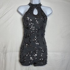 Weissman Streak Lace Halter Biketard in Gray