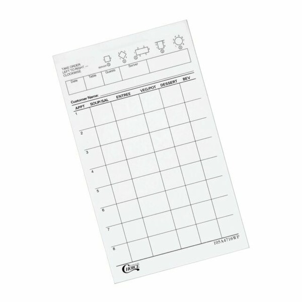Choice 1 Part White Waiter / Waitress Order Pad - 10/pack 2 Days for ...