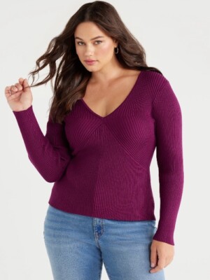  Sofia Jeans by Sofia Vergara Women's Plus Size 2X Ribbed Knit Sweater NWT