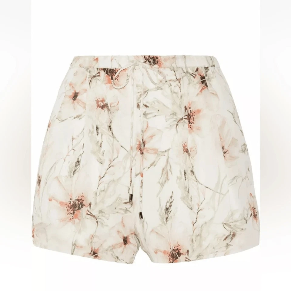 Alta Hippie, cordón, seda, pantalones cortos florales, georgette, talla grande Foto 3 de 4