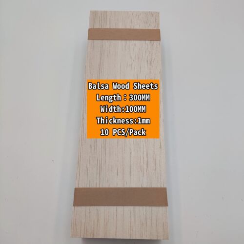 10 Pieces 1mm Balsa Wood Sheets 100mm X 300mm Natural Unfinished Wood for Hou...