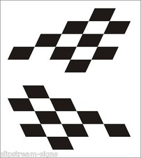 2x Chequered Vinyl Stickers Graphics Decals Stock Car Racing Dirt Bike Van Race