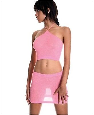Music Legs Halter Top W/Slim Skirt 9947 Pink One Size