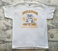 Bulldog Gym Venice California Workout Bodybuilding White / Vintage Gold T-Shirt
