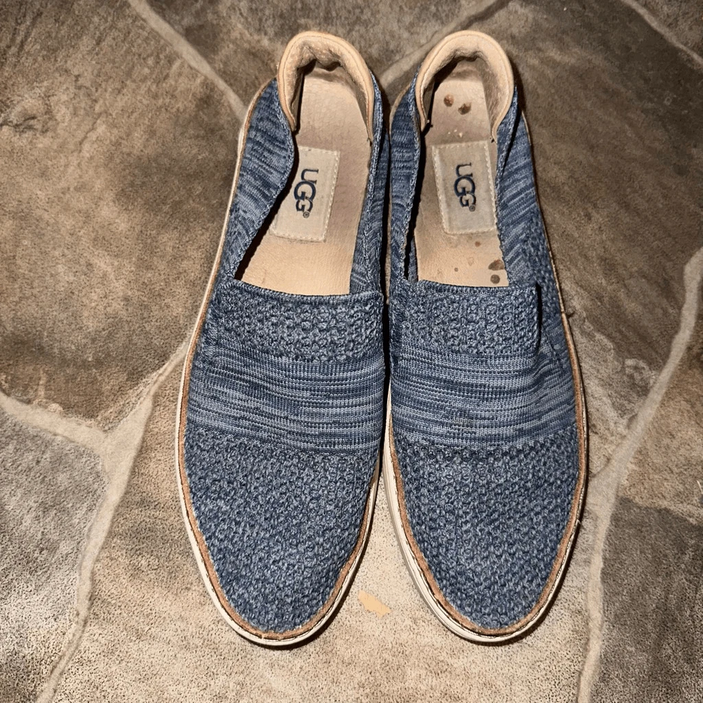 Mocassini slip on comodi Uggs a righe blu erica taglia 7