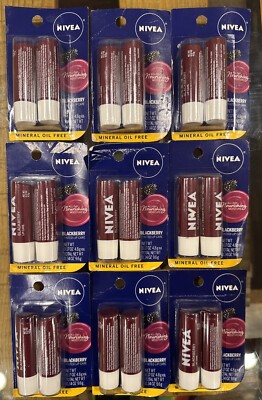 9 x 2 Pack Nivea BlackBerry Tinted Scented Lip Care 0.17 oz Balm
