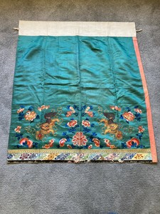 Old Chinese embroidered silk skirt section