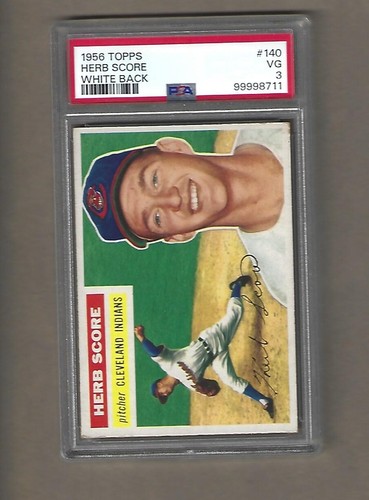 1956 TOPPS HERB SCORE # 140 PSA 3 RETRO BIANCO