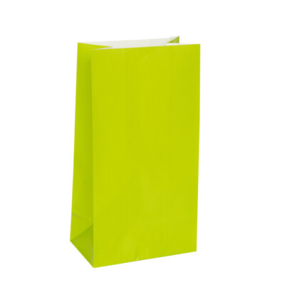 12 Stück Partytüten limettengrün Papier - Party Beutetüten Geschenk