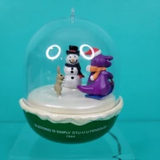 Barney The Dinosaur Hallmark Ornament Light And Motion  Snowman and Rabbit 