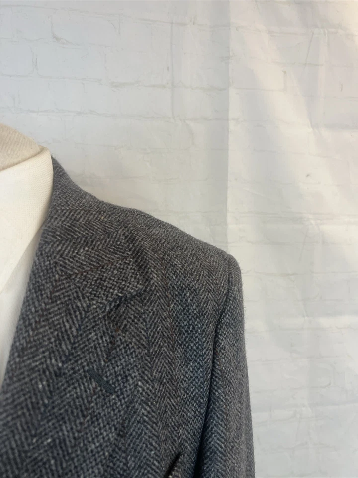 Blazer OTOÑO/INVIERNO Boston Trader Para Hombre Gris Rayas Lana Espiga 42L $695 Foto 2 de 4