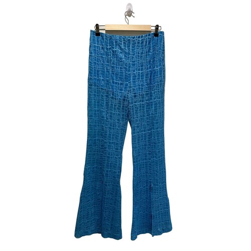 Free People Damen M In The Night Spitzen Schlaghose blau Gummibund Pull On - Bild 3 von 8