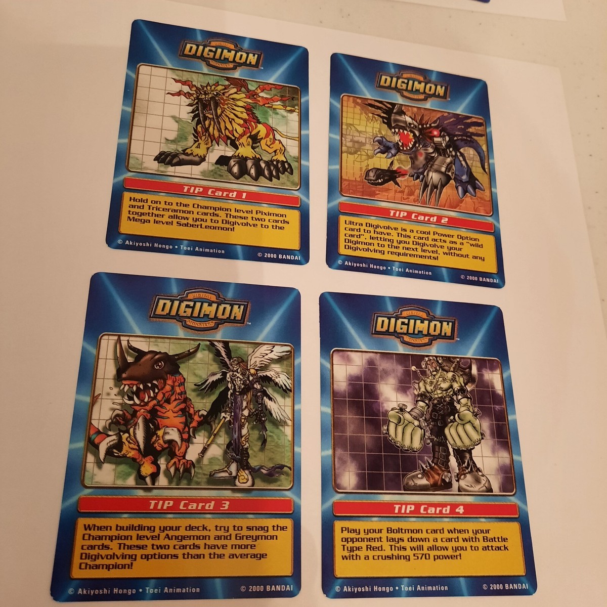 Digimon Digi Battle - Tip Card 1 2 3 4- Taco Bell Promo 2000 Bandai RARE