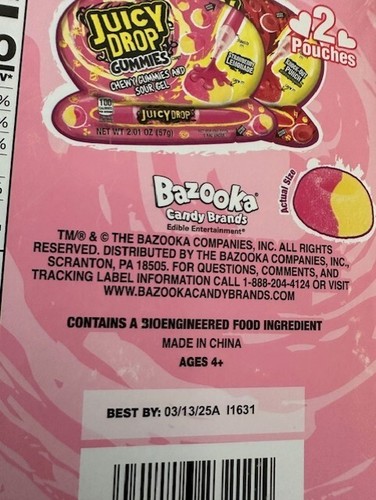Valentine's Juicy Drop Gummi Herz Box - 4,02 oz Chewy Gummies saures Gel EXP 03/25 - Bild 4 von 6
