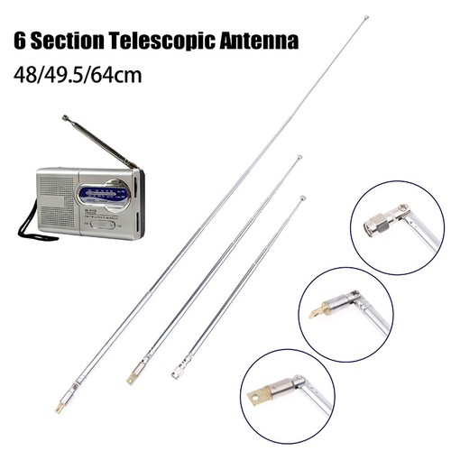48/64cm 6 Section Full-Channel Am Fm Radio Telescopic Antenna Rotating Aeial - Zdjęcie 11 z 15