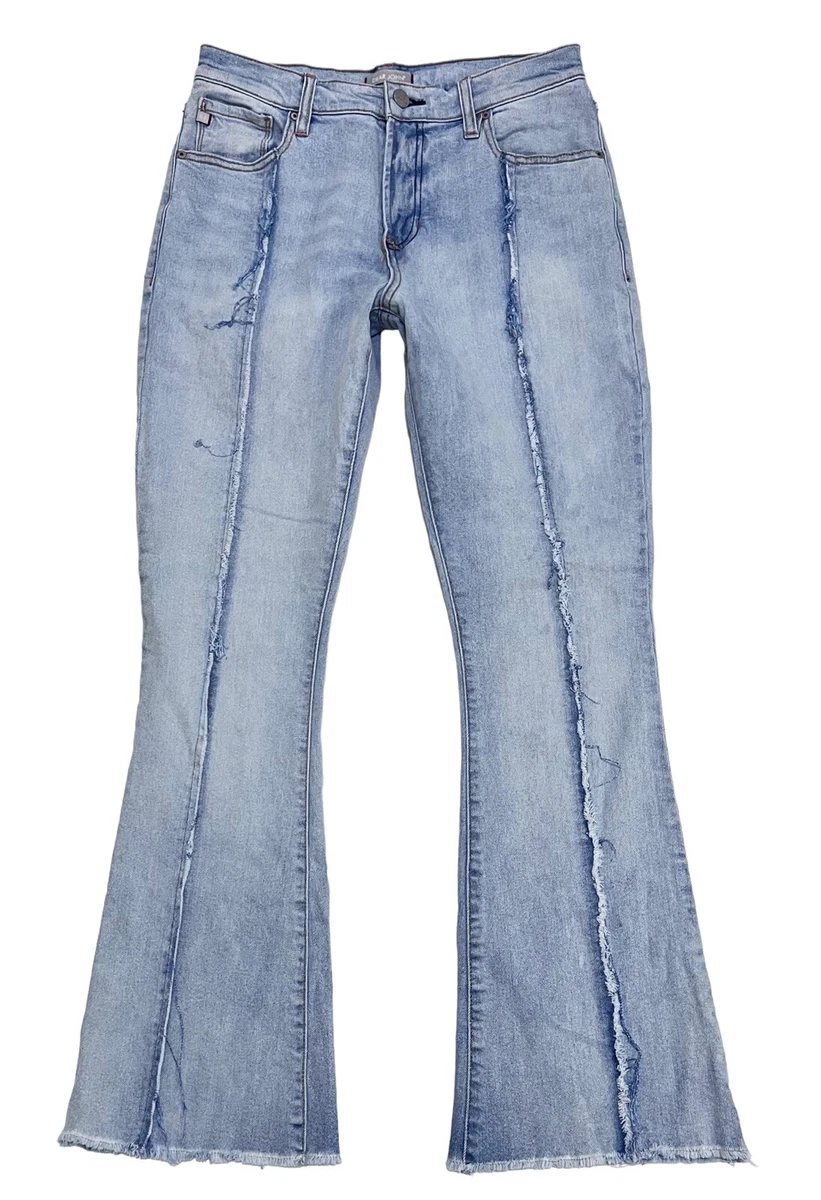 Dear John High Waist Flare Jeans Frayed Front Seam Stretch Denim Size 27
