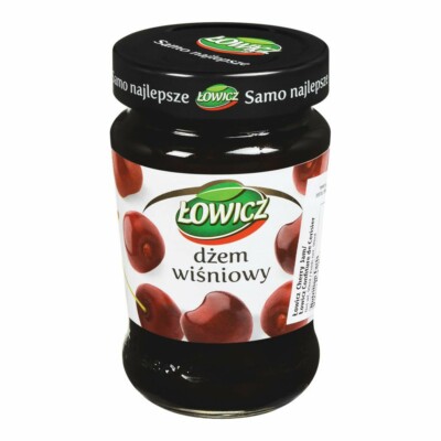 Lowicz Cherry Low-Sugar Jam - 280g Polish Fruit Spread In Glass Jar
