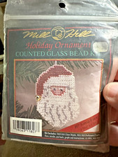 Mill Hill SANTA FACE Beaded Holiday Cross Stitch Ornament kit NO BELL  PIN BACK