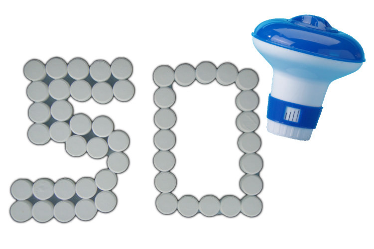 Floating Dispenser + 50 Ultimate Chlorine Tablets 20g Hot Tub Swimming Tablet