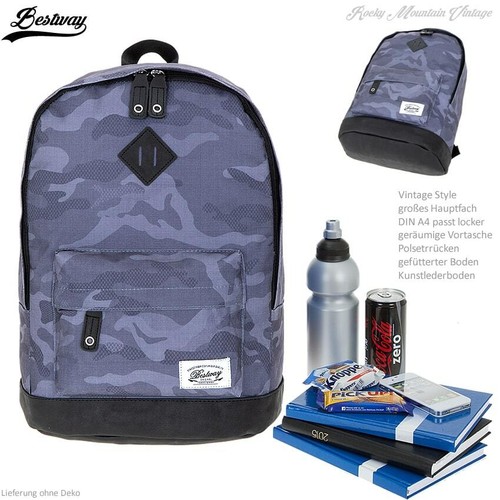 Rucksack Bestway Rocky Mountain Freizeitrucksack Jungen 40190 1728 Camo +Flasche - Bild 7 von 11