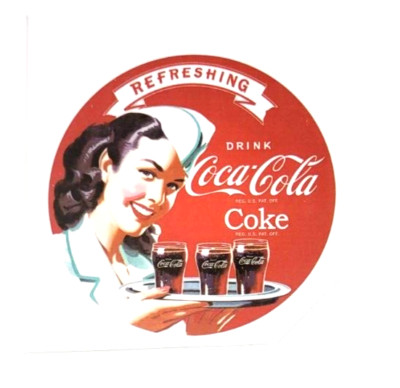 Coca-Cola Coke Vinyl Aufkleber matt Sticker Decal Motiv: Frau mit Tablett