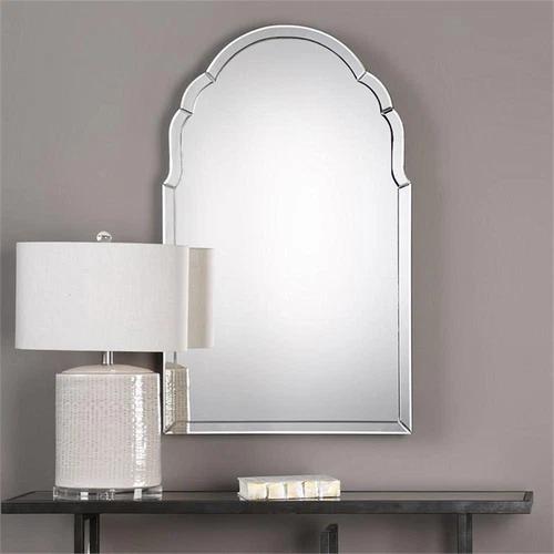 Uttermost Brayden Traditional MDF Wood Arch Decorative Mirror in Silver - Picture 2 of 9