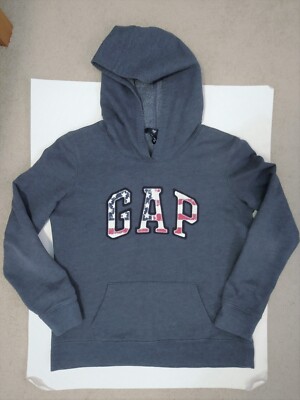 Gap Hoodie Blue Fleece Hooded Sweatshirt USA Flag Patriotic Sz Small Pullover
