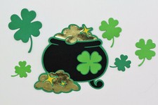 St. Patrick's Day Pot Of Gold Paper Die Cut Shamrock Scrapbook Embellishment