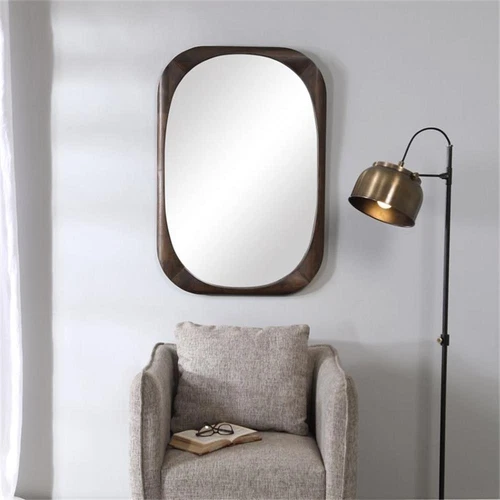 Uttermost Sheldon Mid-Century Rubberwood and MDF Mirror in Dark Walnut - Picture 3 of 6