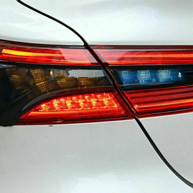 Black Vinyl Tail Light Protective Covers For 2018-2023 Toyota Camry - Left & Right, No Drilling