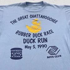 vtg 90s BURGER KING GREAT CHATTAHOOCHEE RUBBER DUCK RACE T-Shirt M river raft