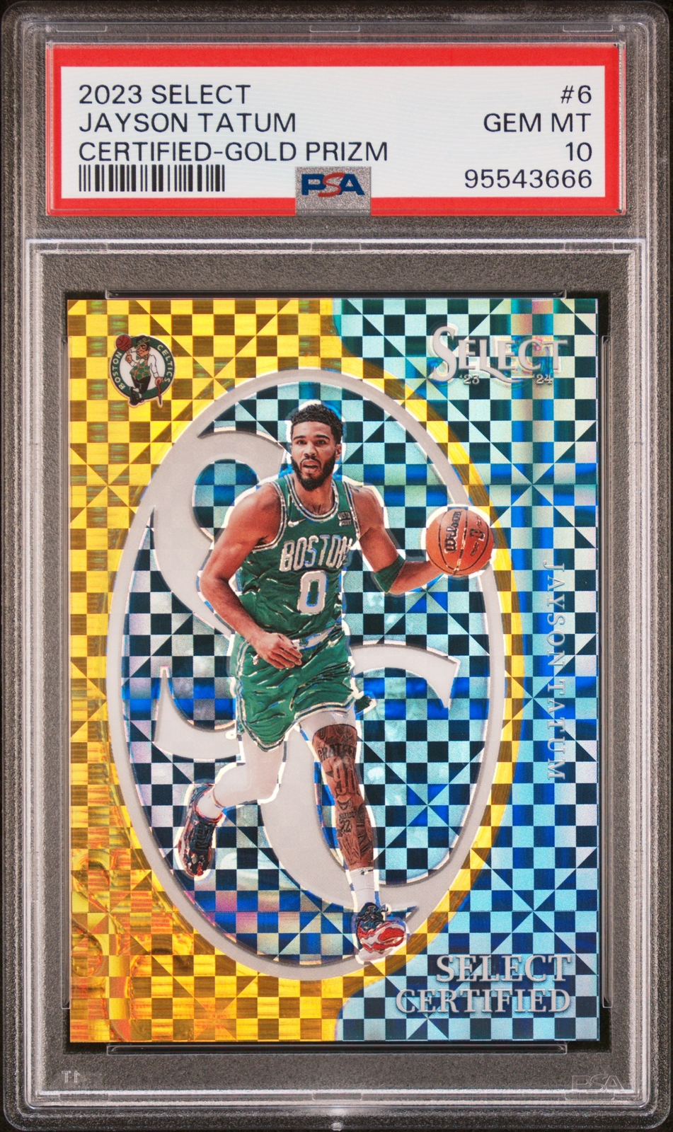 2023 PANINI SELECT CERTIFIED GOLD PRIZM #6 JAYSON TATUM 1/10 PSA 10