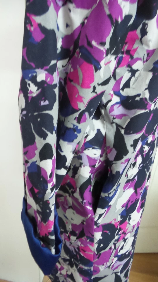 Abrigo Chaqueta Mujer Thakoon Púrpura Rosa Negro Gris Floral Talla L LÍNEA EN AZUL MARINO Foto 3 de 4