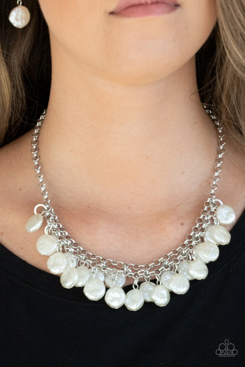 Paparazzi white pearl necklace deals