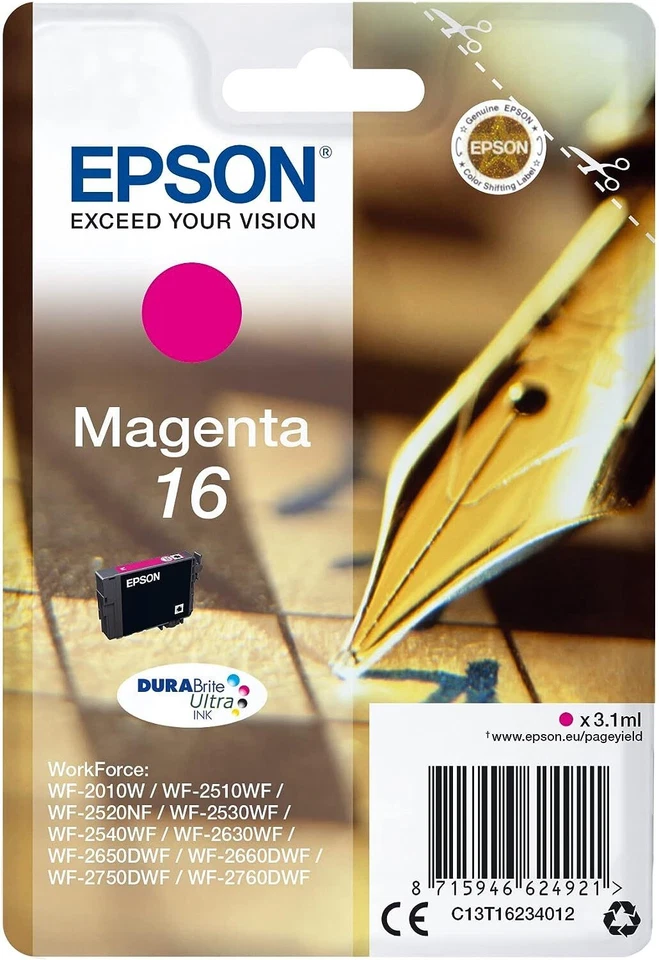 Epson 16 Magenta C13T16234012 cartouche d'encre authentique (TVA incluse) - Photo 1/1