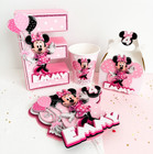 Custom Minnie Birthday Party Set: Cake Topper, 3D Letters, Set of 12 Favor & Cup