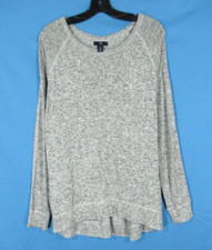 GAP Women's GRAY MARLE Lightweight Knit HI-LO HEM Long Sleeve PULLOVER SWEATER S