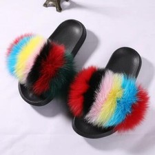 Women Real Fur Slides Slippers