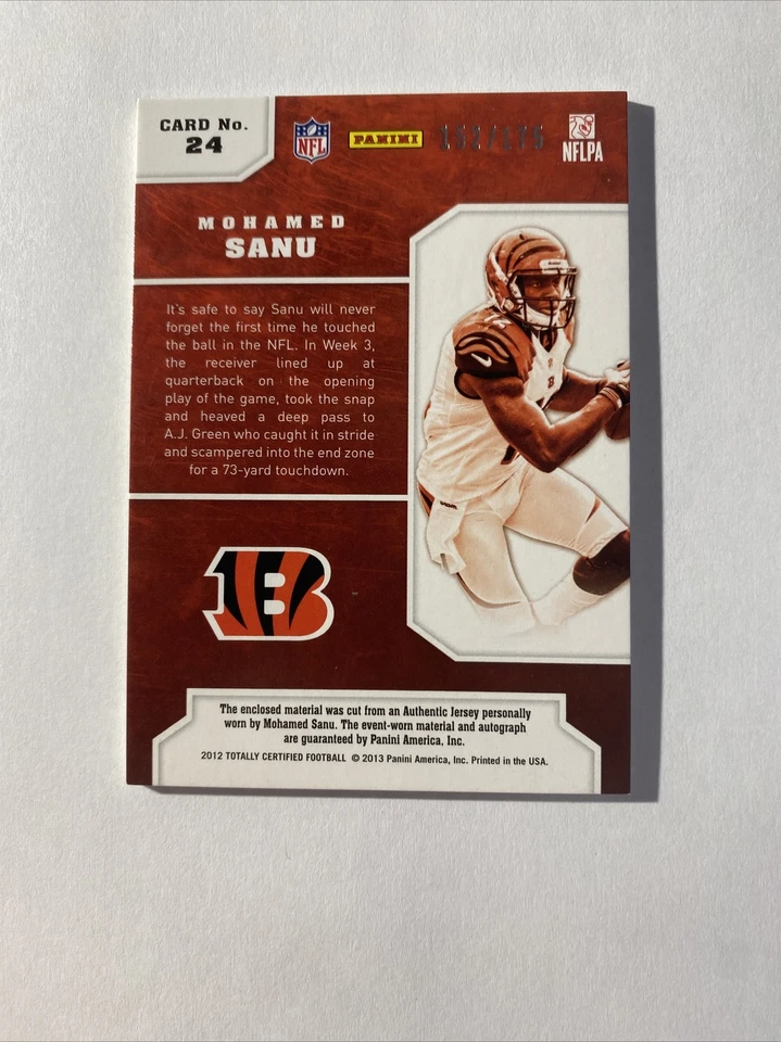 2012 Totally Certified Future Jersey Auto #24 Mohamed Sanu 152/175 Rookie RC - Image 2 of 2