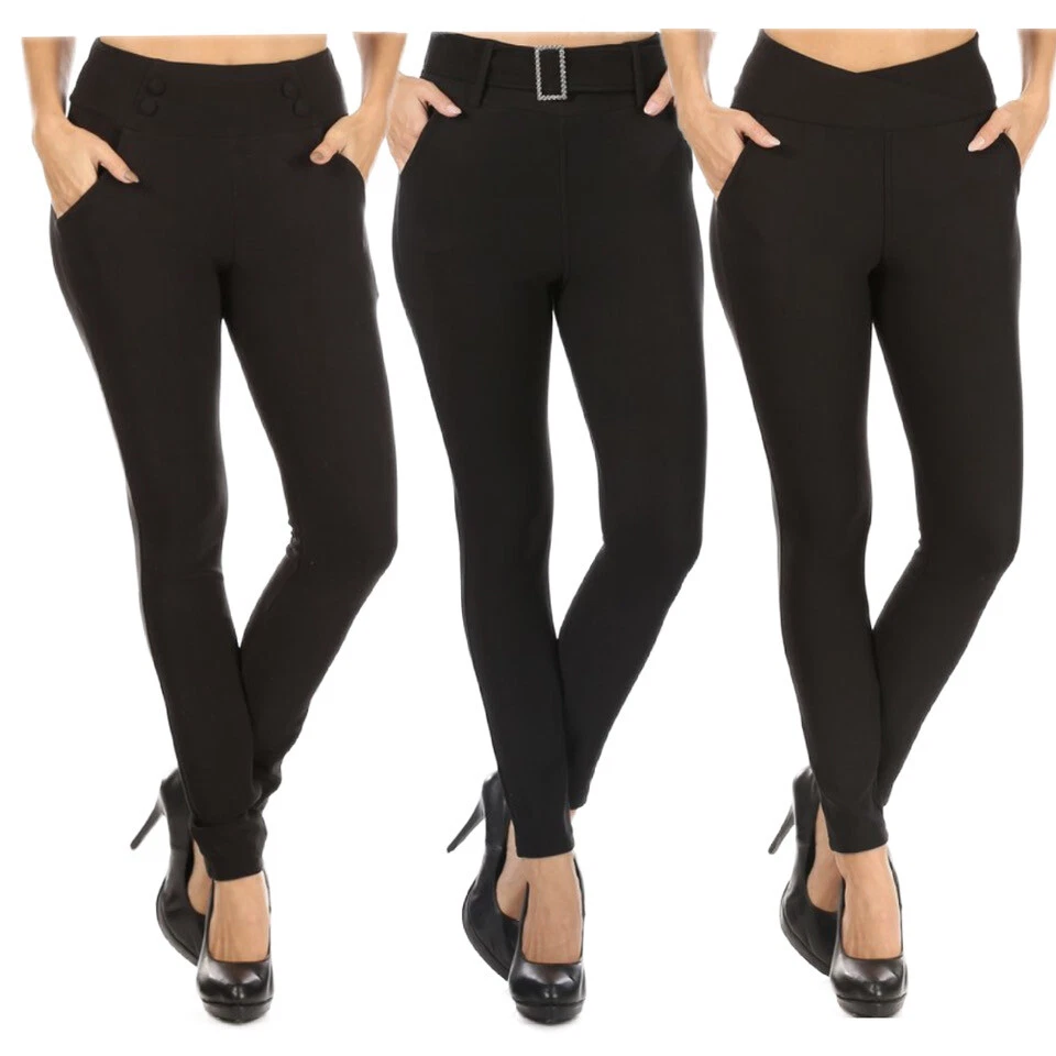 Pantalones de cintura alta para mujer modeladores del cuerpo control de la barriga pantalones ajustados tregging
